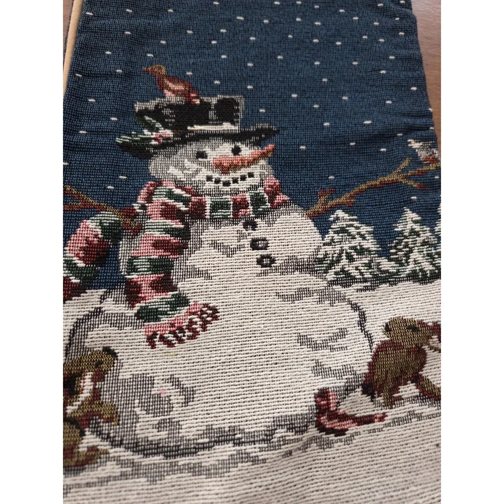 Pair Of Tapestry Snowman Christmas Stockings Winter Wonderland Animals Holly